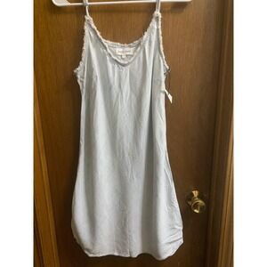 Bella Dahl Denim Chambray Frayed Hem Slip Dress Light Wash Size M